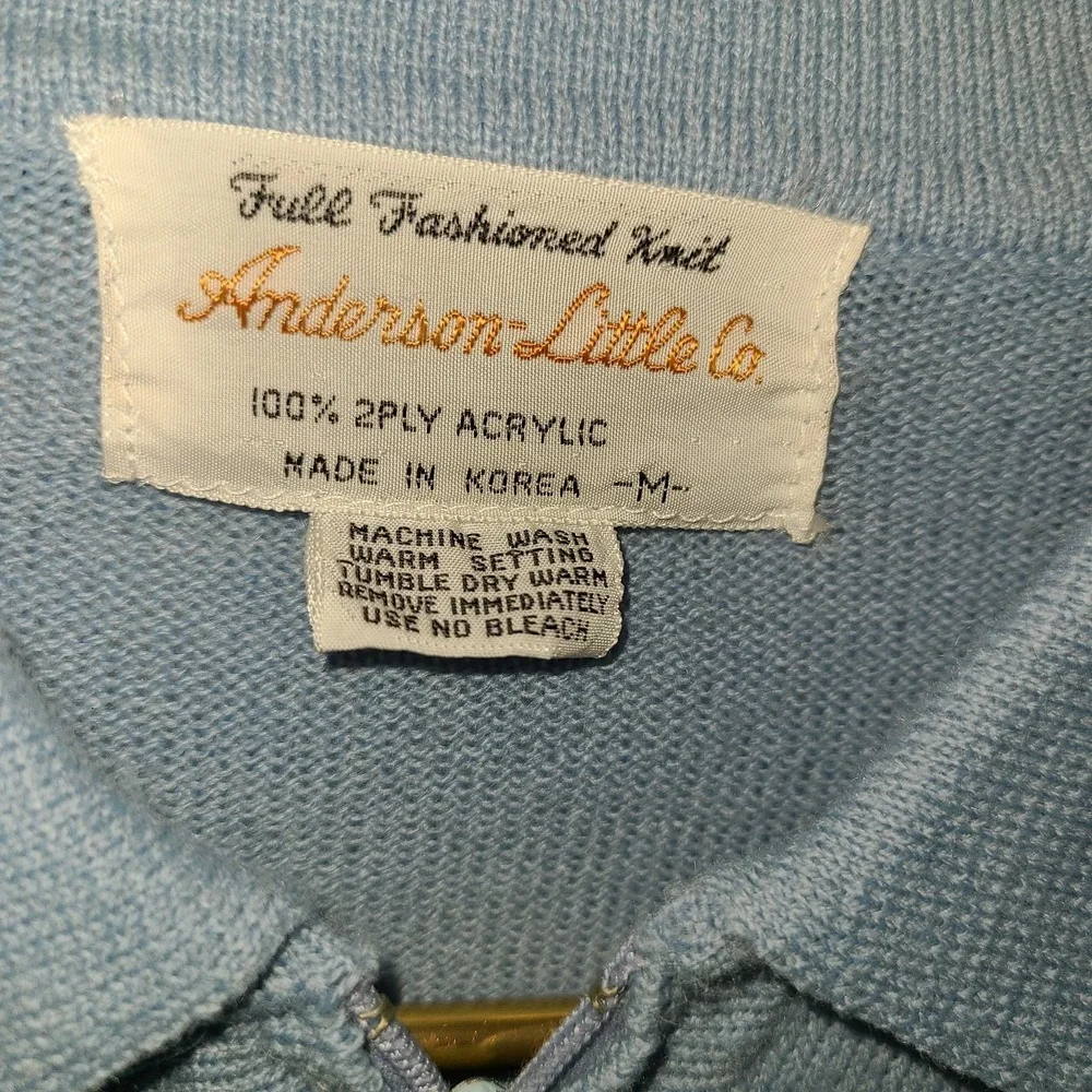 Mens L Vintage Trend Fashion Ban-Lon Polo Shirt Baby Blue 70's Slim Fit